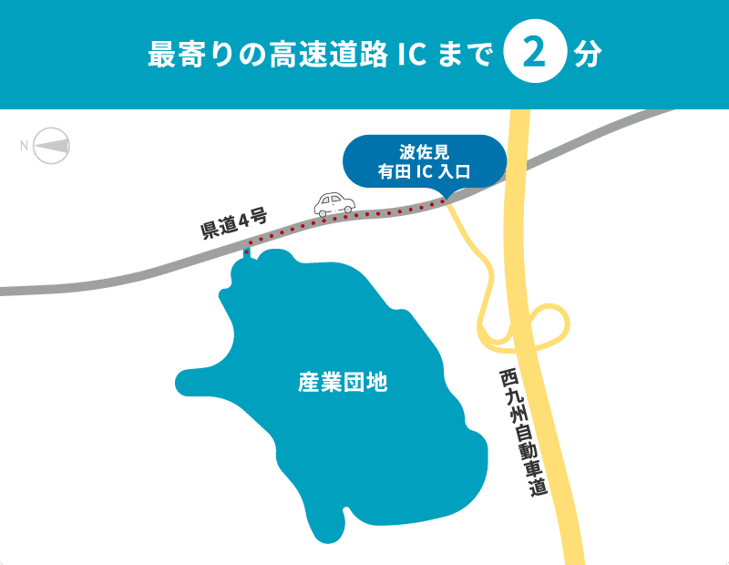 最寄りの高速道路ICまで2分